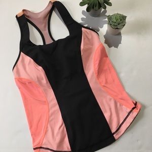 Lululemon racerback Pink Black Mesh Bra Top